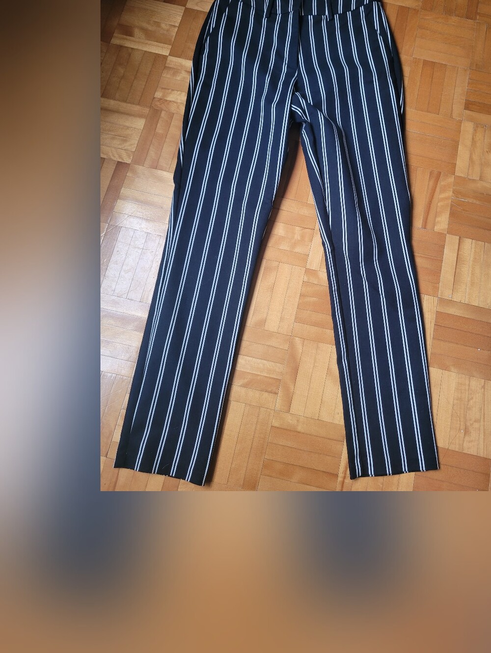 Women Black Pinstripe Dress Pants
